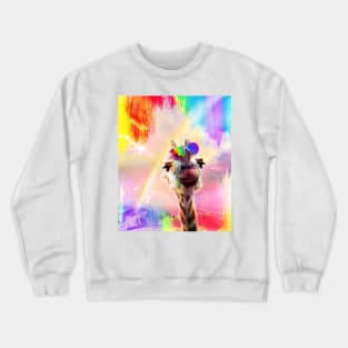 Rainbow Giraffe Wearing Love Heart Glasses Crewneck Sweatshirt